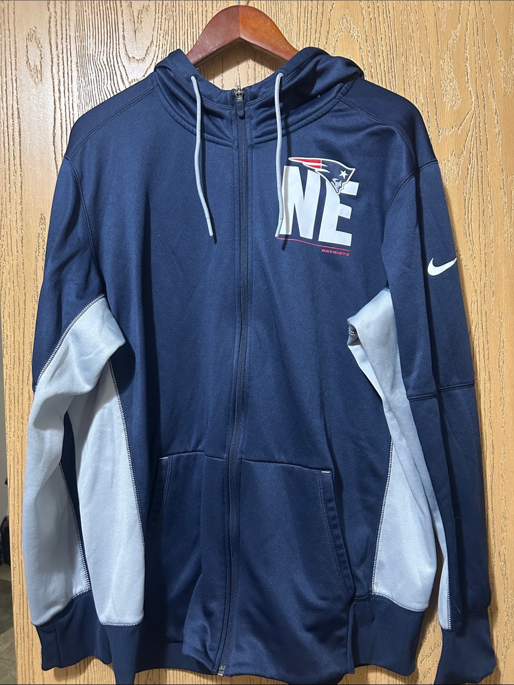 Nike Navy and White Patriots Full-Zip Hoodie